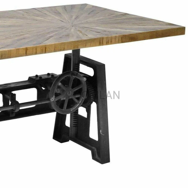 84" Adjustable Table Height Sunburst Dining Table Rustic Sun Bar Tables LOOMLAN By LOOMLAN