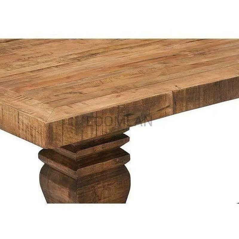 84" Rustic Wood Farmhouse Pedestal Dining Table for 8 Dining Tables LOOMLAN By LOOMLAN