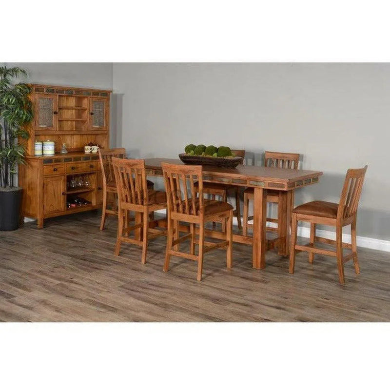 84"x 36" Counter Height Rustic Oak Dining Table for 10 seats Counter Tables LOOMLAN By Sunny D