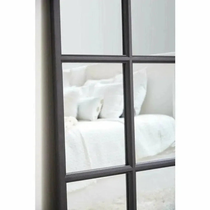 85" Black Grid Floor Mirror Extra Large Leaner-Floor Mirrors-Essentials For Living-LOOMLAN