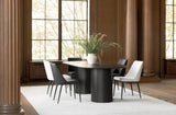 86" Black Oval Solid Wood Column-Like Base Povera Dining Table