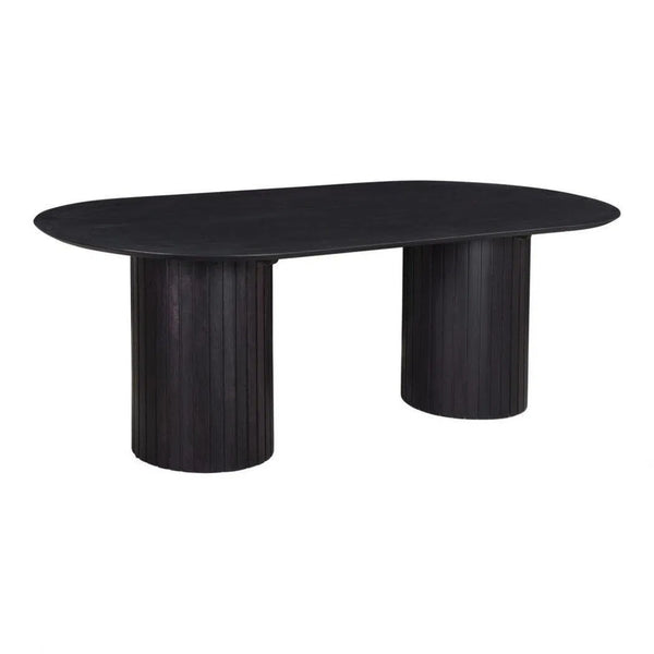 86" Black Oval Solid Wood Column-Like Base Povera Dining Table Dining Tables LOOMLAN By Moe's Home