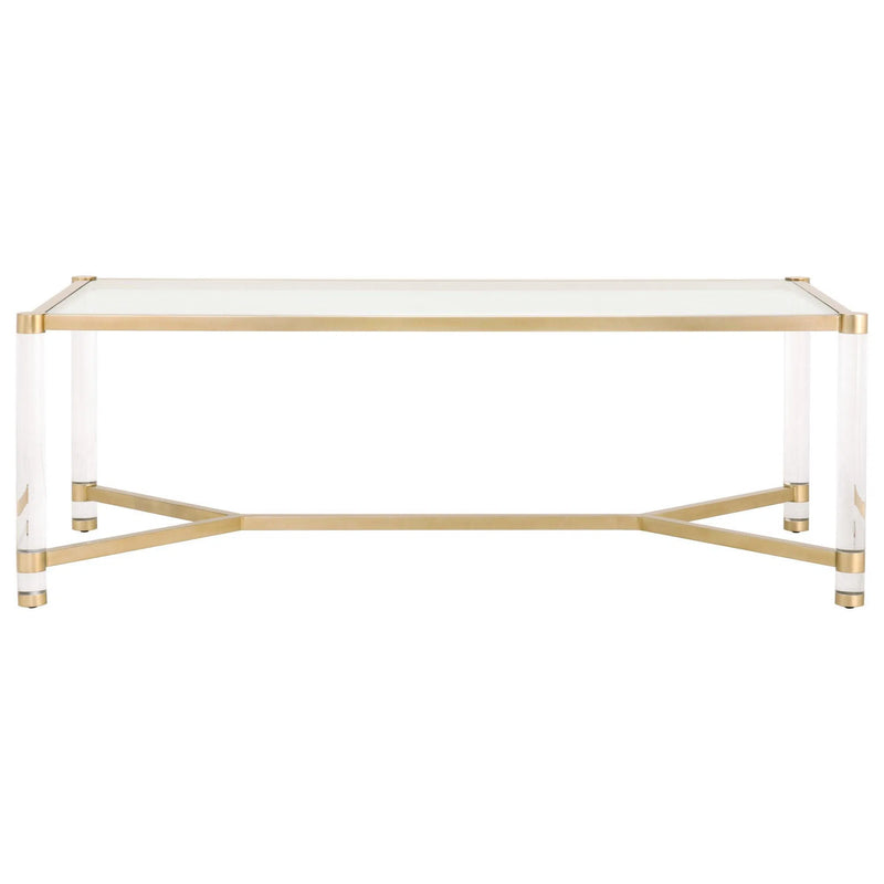 86" Nouveau Rectangle Glass Dining Table with Gold Accents Dining Tables LOOMLAN By Essentials For Living