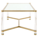 86" Nouveau Rectangle Glass Dining Table with Gold Accents Dining Tables LOOMLAN By Essentials For Living