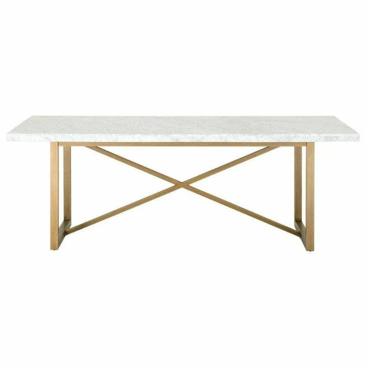 86" Rectangular White Carrera Marble Dining Table-Dining Tables-Essentials For Living-LOOMLAN