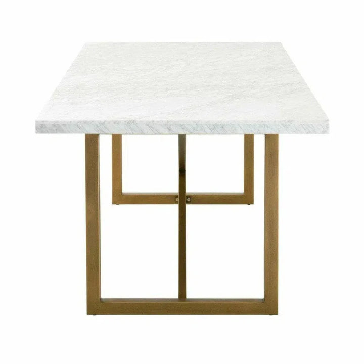 86" Rectangular White Carrera Marble Dining Table-Dining Tables-Essentials For Living-LOOMLAN