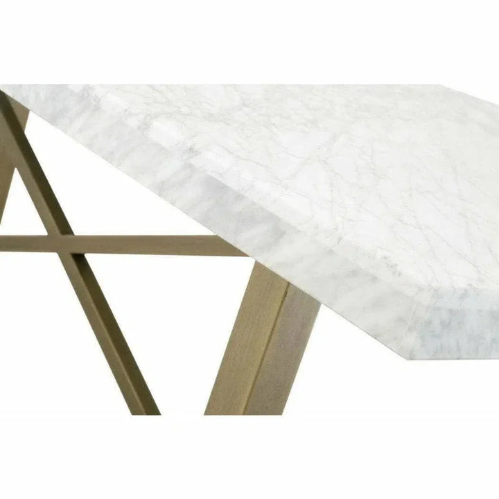86" Rectangular White Carrera Marble Dining Table-Dining Tables-Essentials For Living-LOOMLAN
