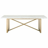 86" Rectangular White Carrera Marble Dining Table - LOOMLAN - Essentials For Living - Dining Tables