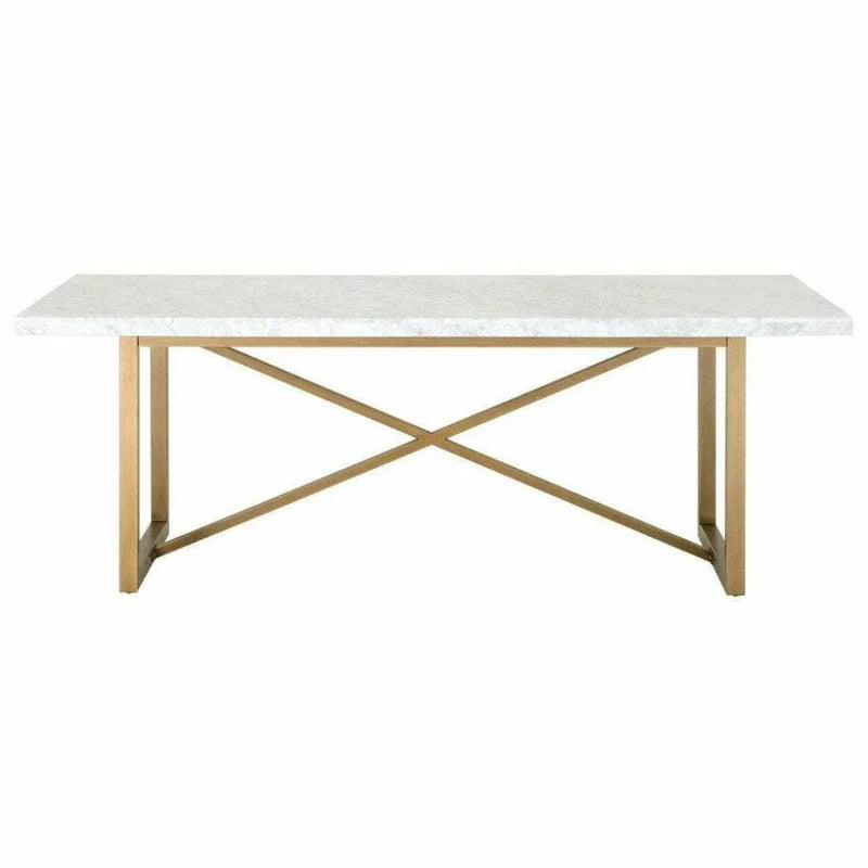 86" Rectangular White Carrera Marble Dining Table - LOOMLAN - Essentials For Living - Dining Tables
