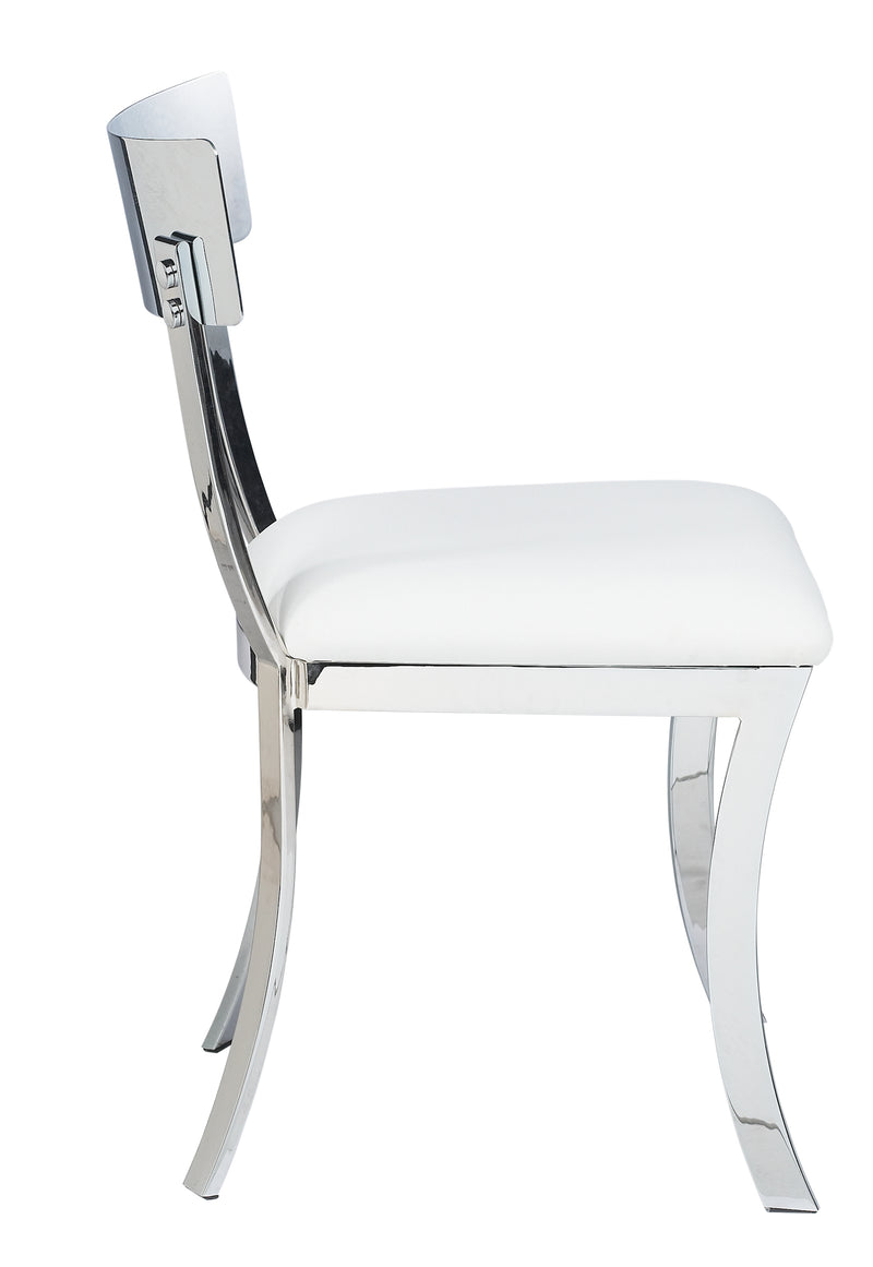 Maiden Dining Chair White Faux Leather Modern Design