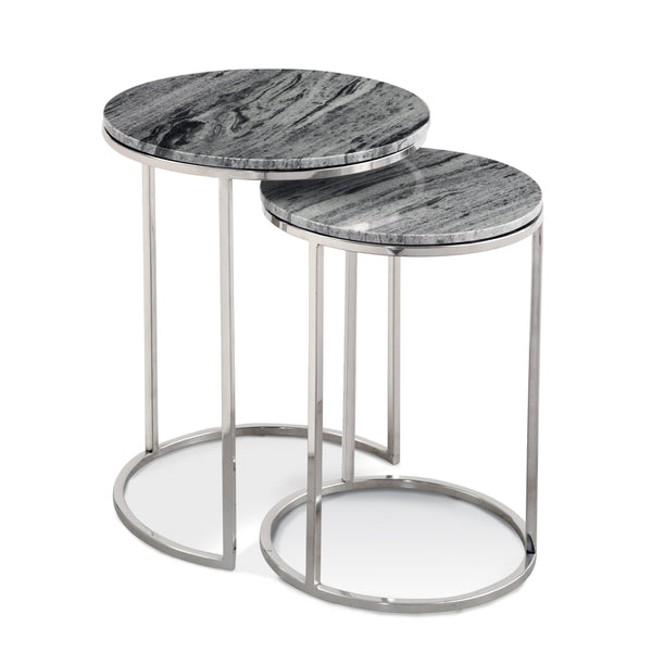 Yorke Marble and Steel Black Round Nesting Tables