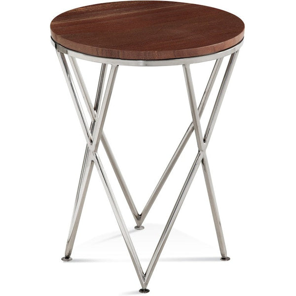 Thiago Marble and Steel Red Round Accent Table