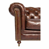 87 Inch Sofa Cappuccino Brown Leather Brown Retro Sofas & Loveseats LOOMLAN By Moe's Home