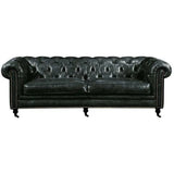 87 Inch Sofa Onyx Black Leather Black Retro Sofas & Loveseats LOOMLAN By Moe's Home