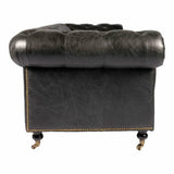 87 Inch Sofa Onyx Black Leather Black Retro Sofas & Loveseats LOOMLAN By Moe's Home