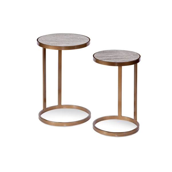 Nilo Metal and Marble Gold Round Nesting Tables