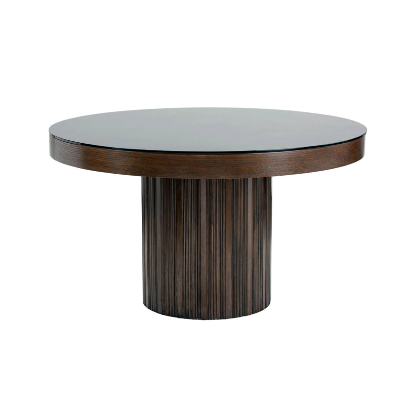 Jakarta Dining Table 51" Black Glass Top Espresso Base