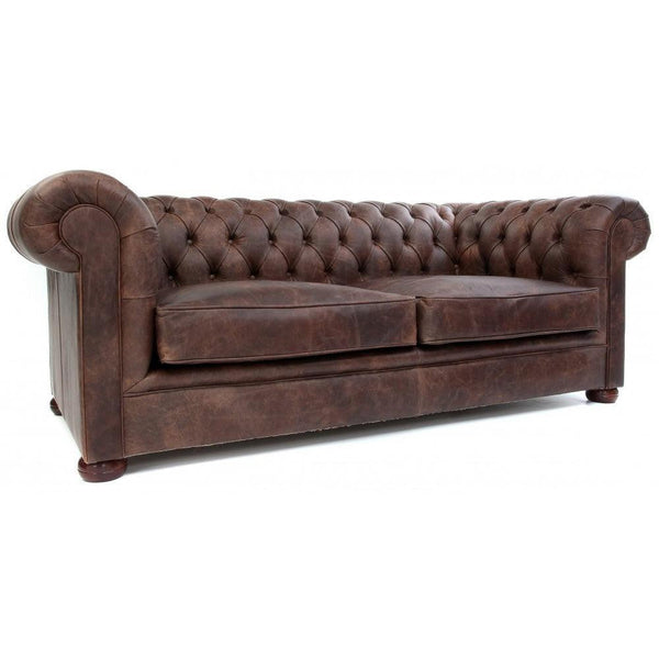 88" Vintage Brown Chesterfield Leather Sofa Made to Order Sofas & Loveseats LOOMLAN By Uptown Sebastian