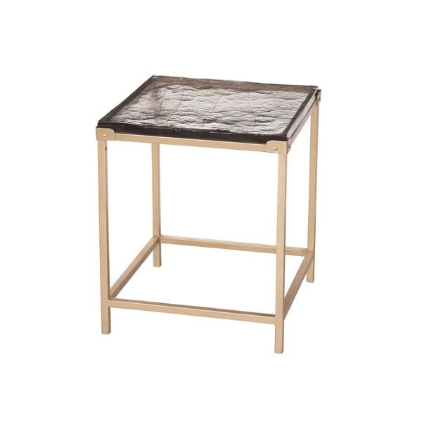 Marisa Iron and Cast Glass Gold Square End Table