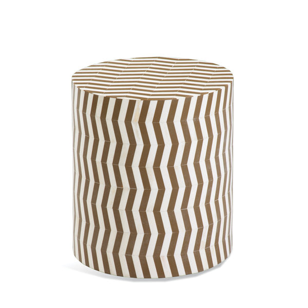 Elias MDF and Resin Brown Round Accent Table