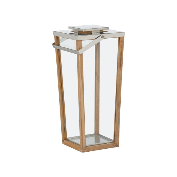 Lanai Teak And Glass Hurricane Patio Candleholder