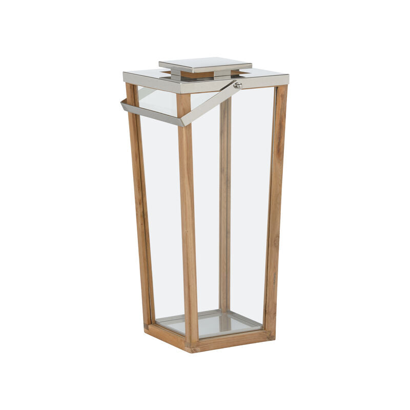 Lanai Teak And Glass Hurricane Patio Candleholder