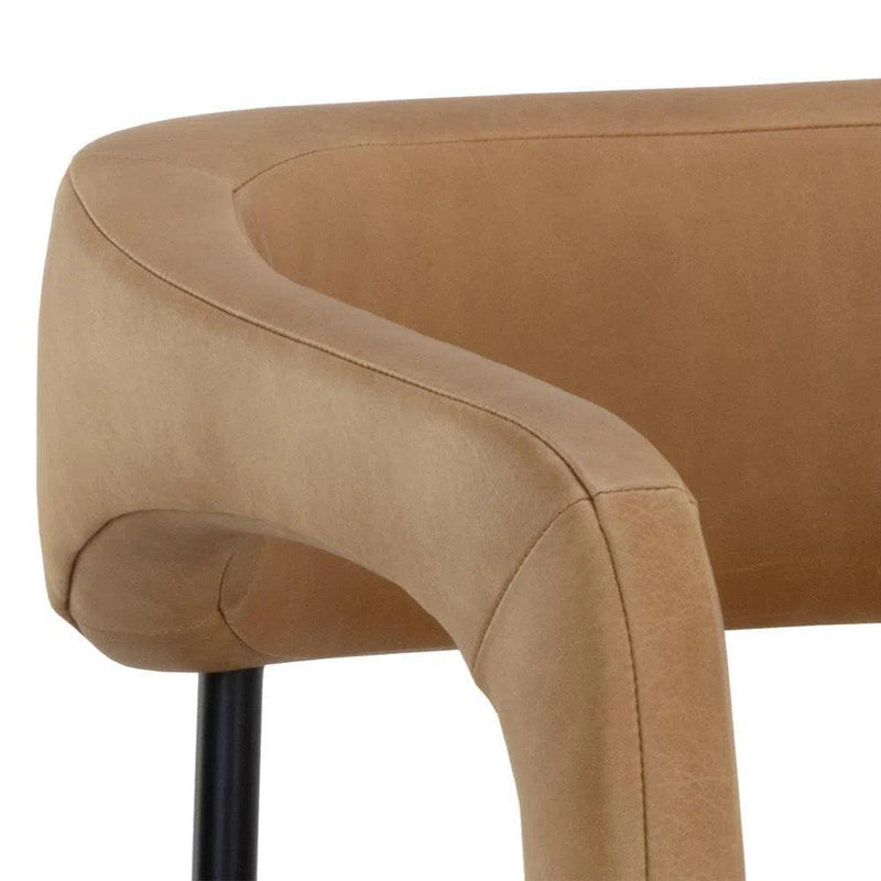 Mavia Barstool - Ludlow Sesame Leather with Matte Black Legs