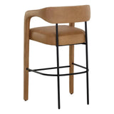 Mavia Barstool - Ludlow Sesame Leather with Matte Black Legs