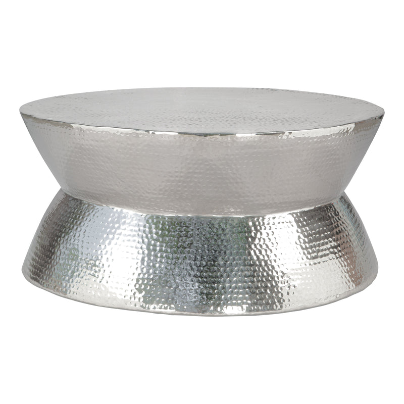Madryn Aluminum Silver Round Coffee Table