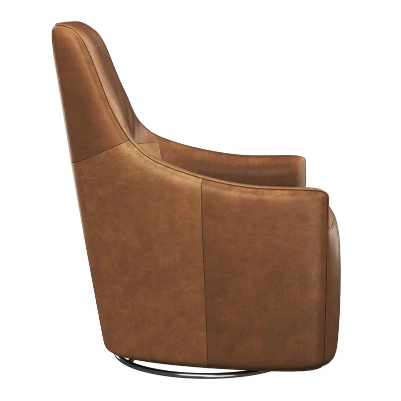 Carmine Swivel Lounge Chair In Cognac Leather