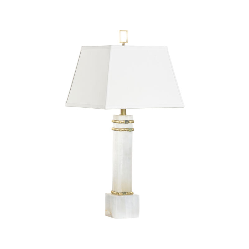 Alabaster Column Gold And Jade Rings Table Lamp