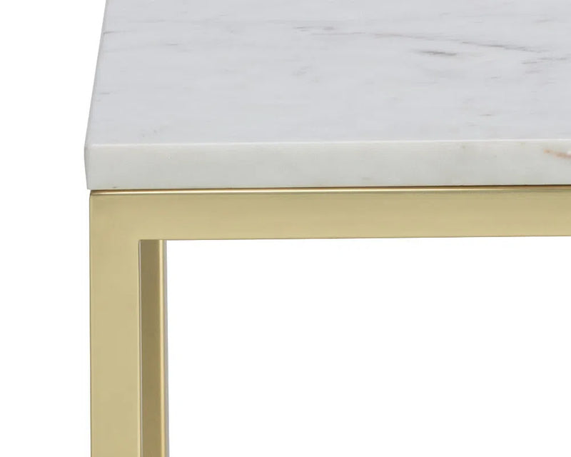 Amell Steel Framed Marble Rectangular End Table