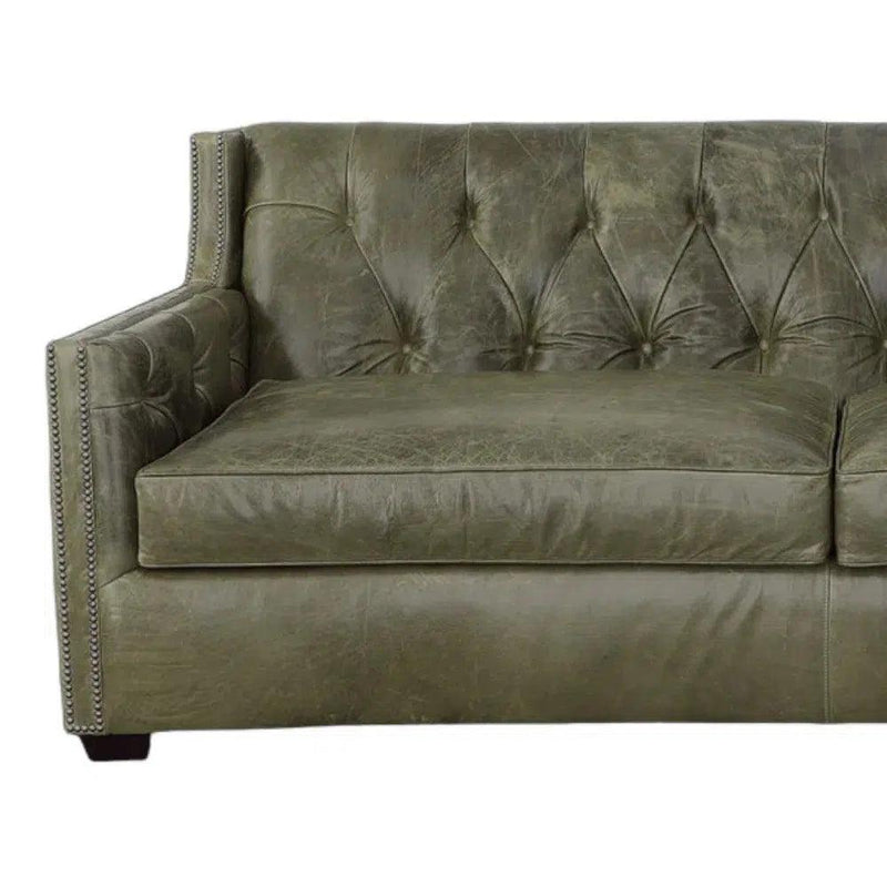 90 Green Leather Couch Henry Grain Leather