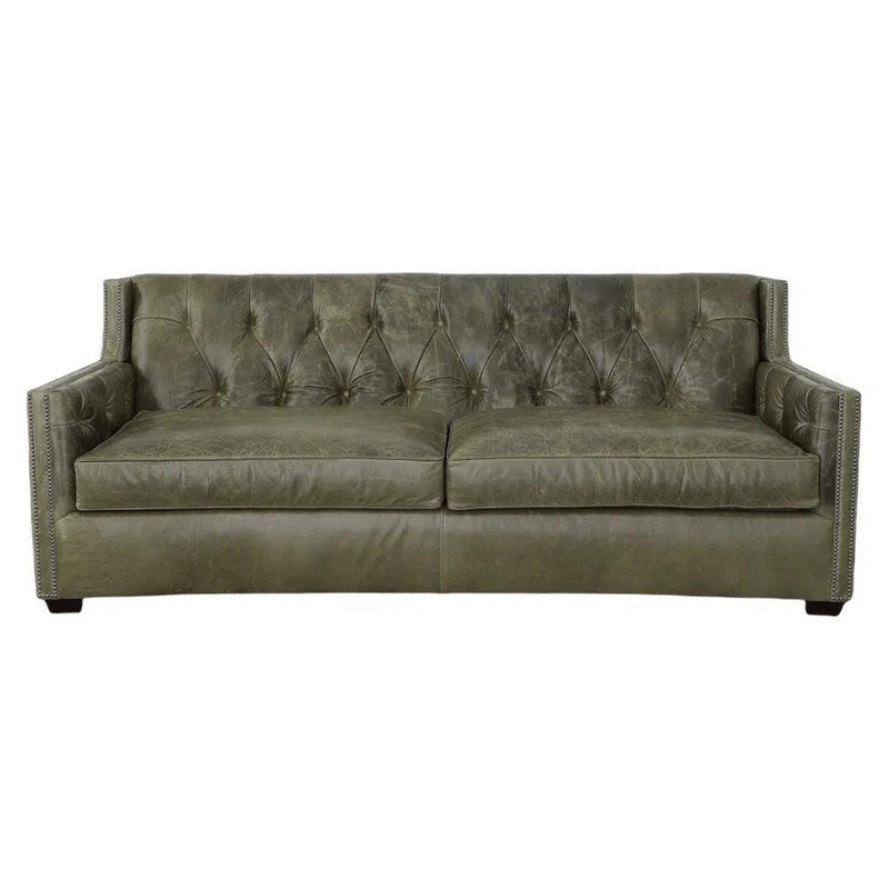 90 Green Leather Couch Henry Grain Leather