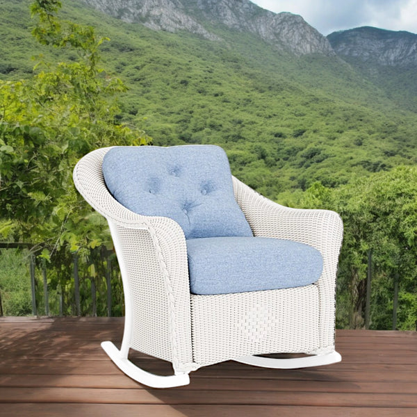 Reflections Wicker Patio Rocking Lounge Chair With Sunbrella Cushions