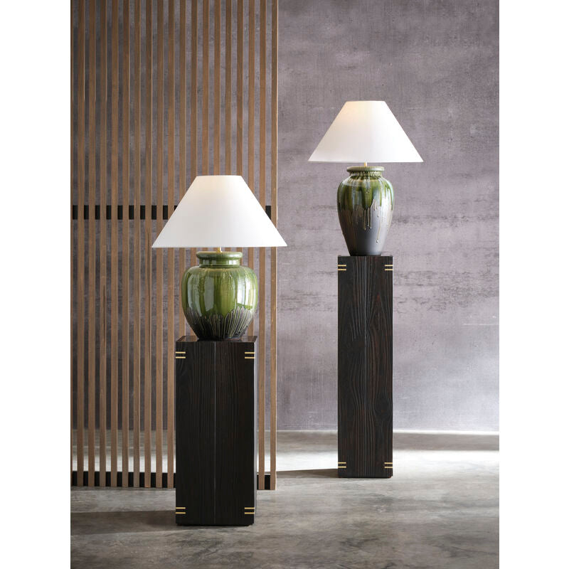 Shou Sugi Ban Modern Black Pedestal-Side Tables-Wildwood-LOOMLAN