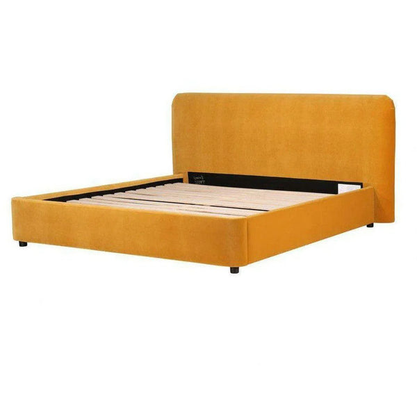 90.5 Inch King Bed Mustard Yellow Contemporary Beds LOOMLAN By Moe's Home