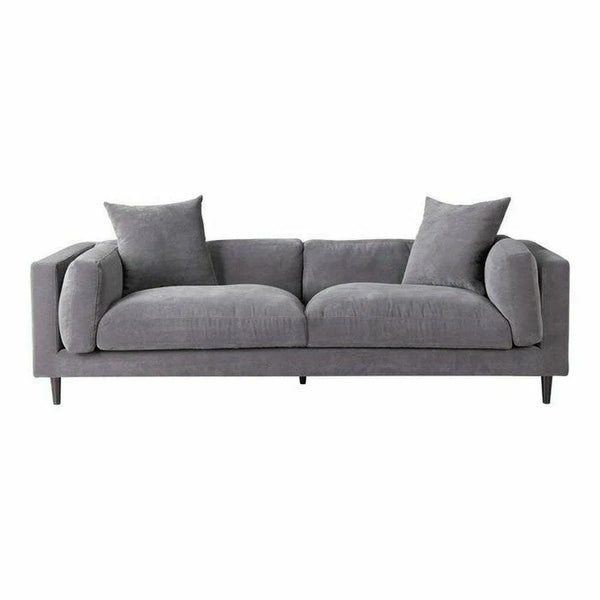 90.5" Light Grey Corduroy Couch Low Back Midcentury Sofa Sofas & Loveseats LOOMLAN By Moe's Home