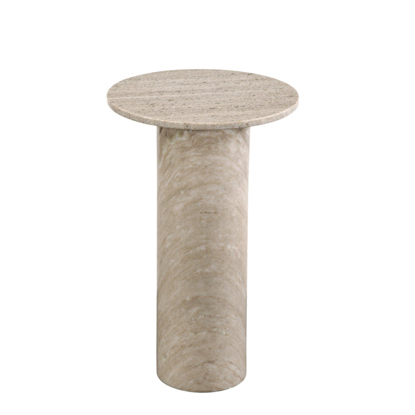 Claude Marble Brown Round Accent Table