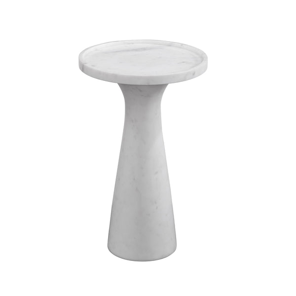 Baird White Marble Round Accent Table