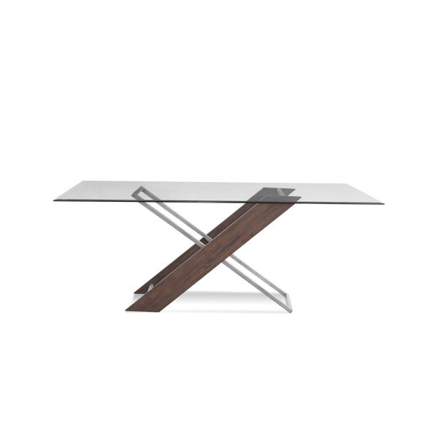 Harmon Wood and Glass Brown Rectangular Dining Table