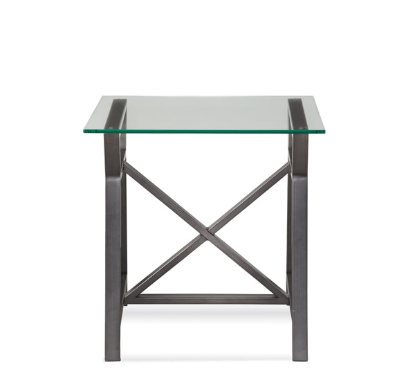 Ross Metal and Glass Grey Square End Table
