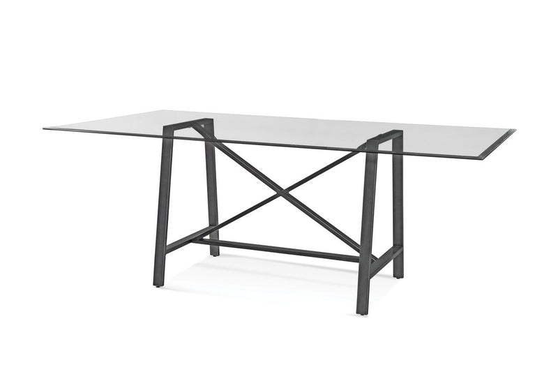 Ross Metal and Glass Silver Rectangular Dining Table