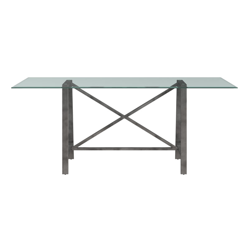 Ross Metal and Glass Silver Rectangular Dining Table
