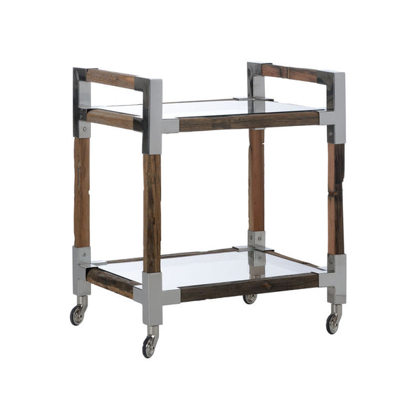 Rustic Glam Wood Frame Bar Cart-Home Bar Carts-Wildwood-LOOMLAN