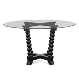 Susanna Wood and Glass Black Round Dining Table