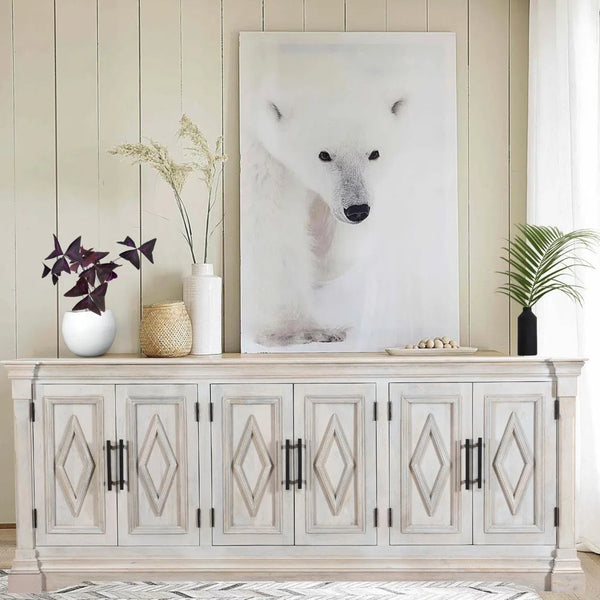 93" White Extra Long Sideboard for Dining Room Urban Farmhouse Sideboards LOOMLAN By LOOMLAN