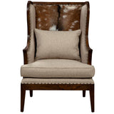 Billings Linen Upholstered Dark Brown Wing Chair