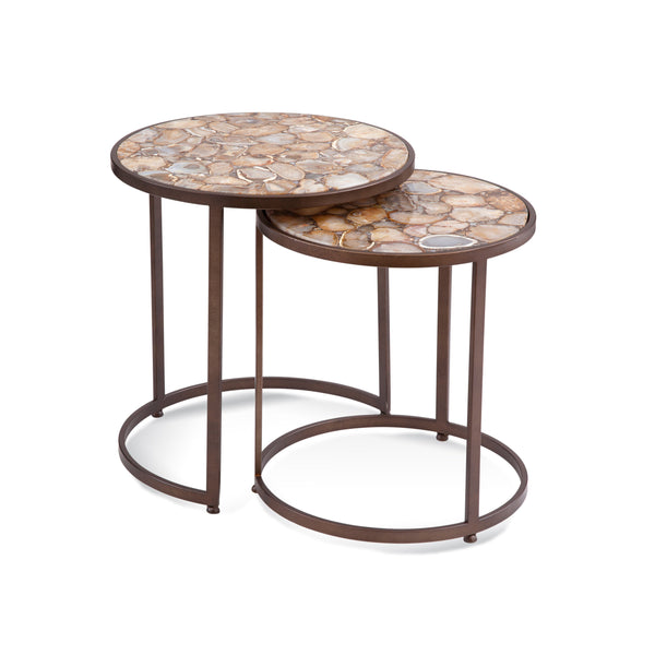 Abner Bunching Metal Brown Round Accent Table