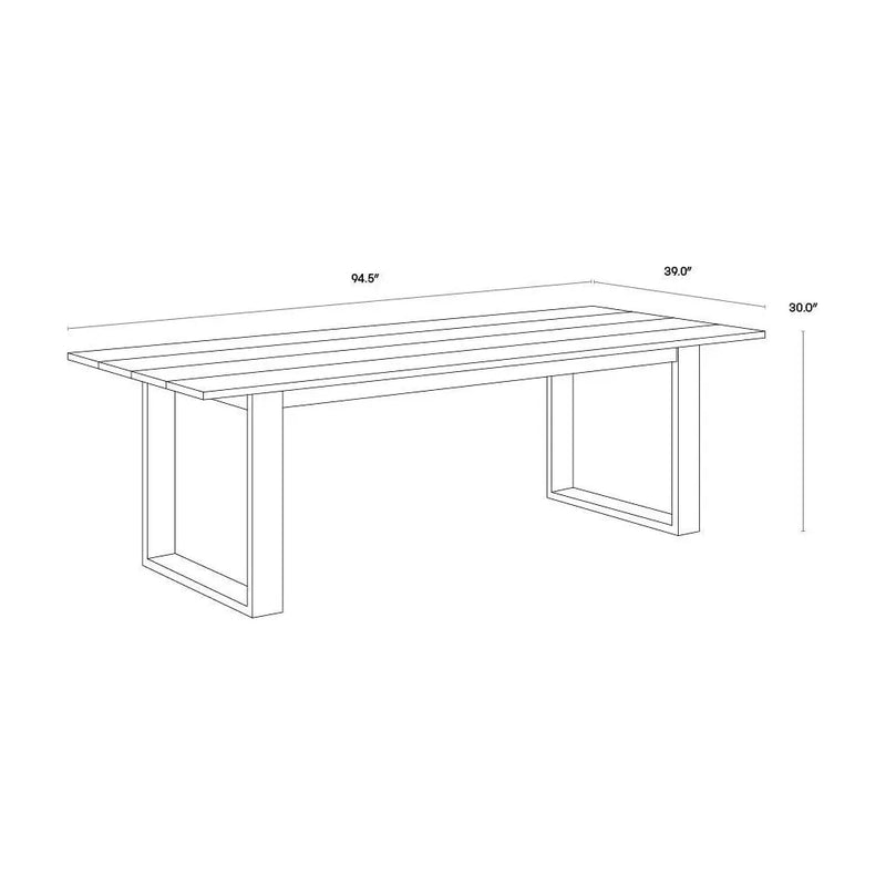 94" Tropea Wooden Outdoor Rectangular Dining Table-Outdoor Dining Tables-SUNPAN-LOOMLAN